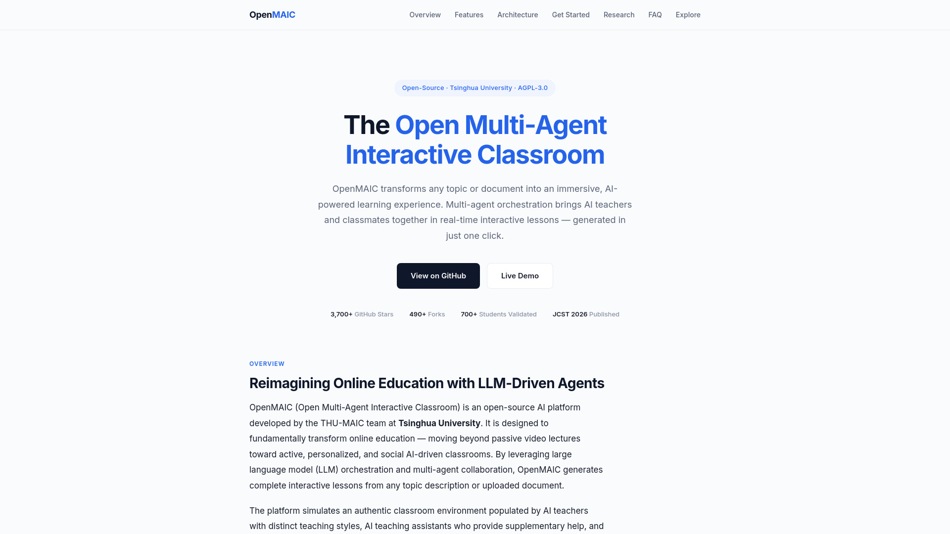 OpenMAIC — فصل دراسي تفاعلي مفتوح متعدد الوكلاء