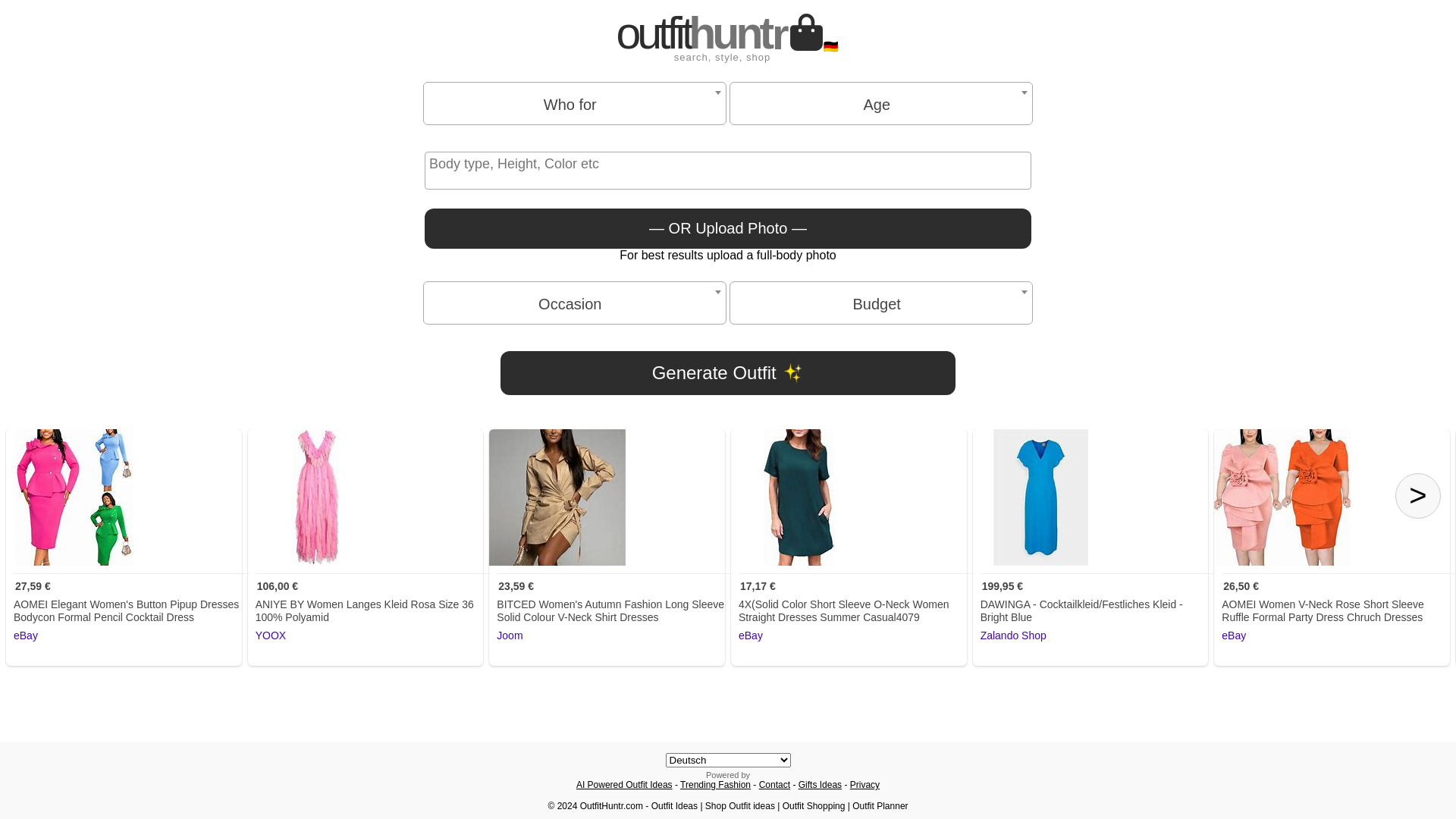 OutfitHuntr.com: estilo e loja de IA