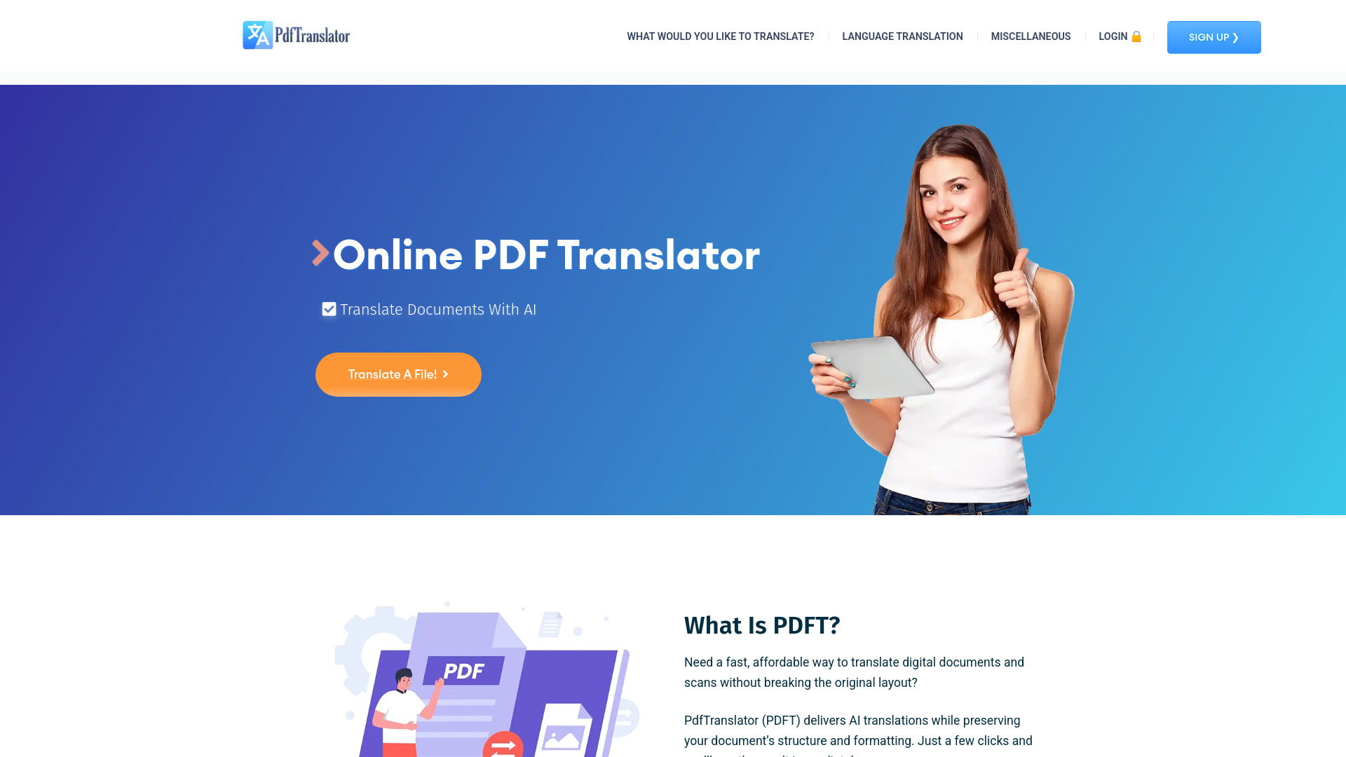 Pdft.ai: tradutor online em PDF
