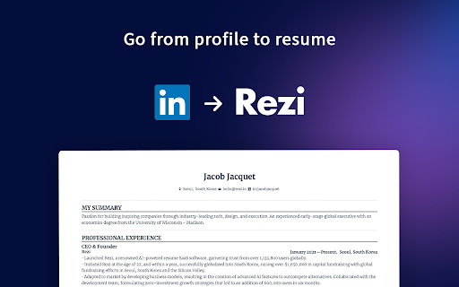 Profile to Resume - Rezi.ai