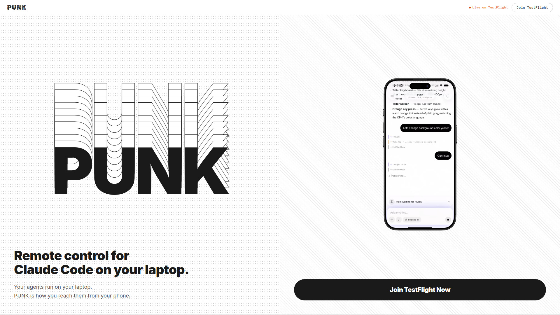 PUNK - Controle Remoto para Claude Code
