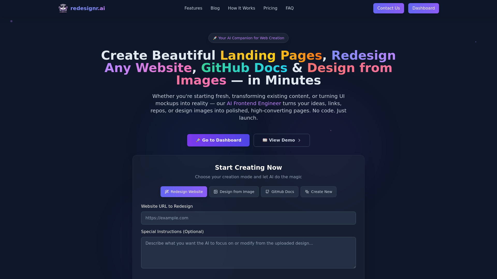 Redesignr AI - منشئ الصفحة المقصودة وإعادة تصميم موقع الويب