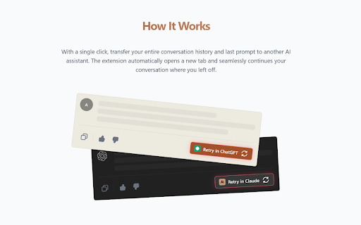 Retry in Another AI - Transfer conversations between ChatGPT and Claude