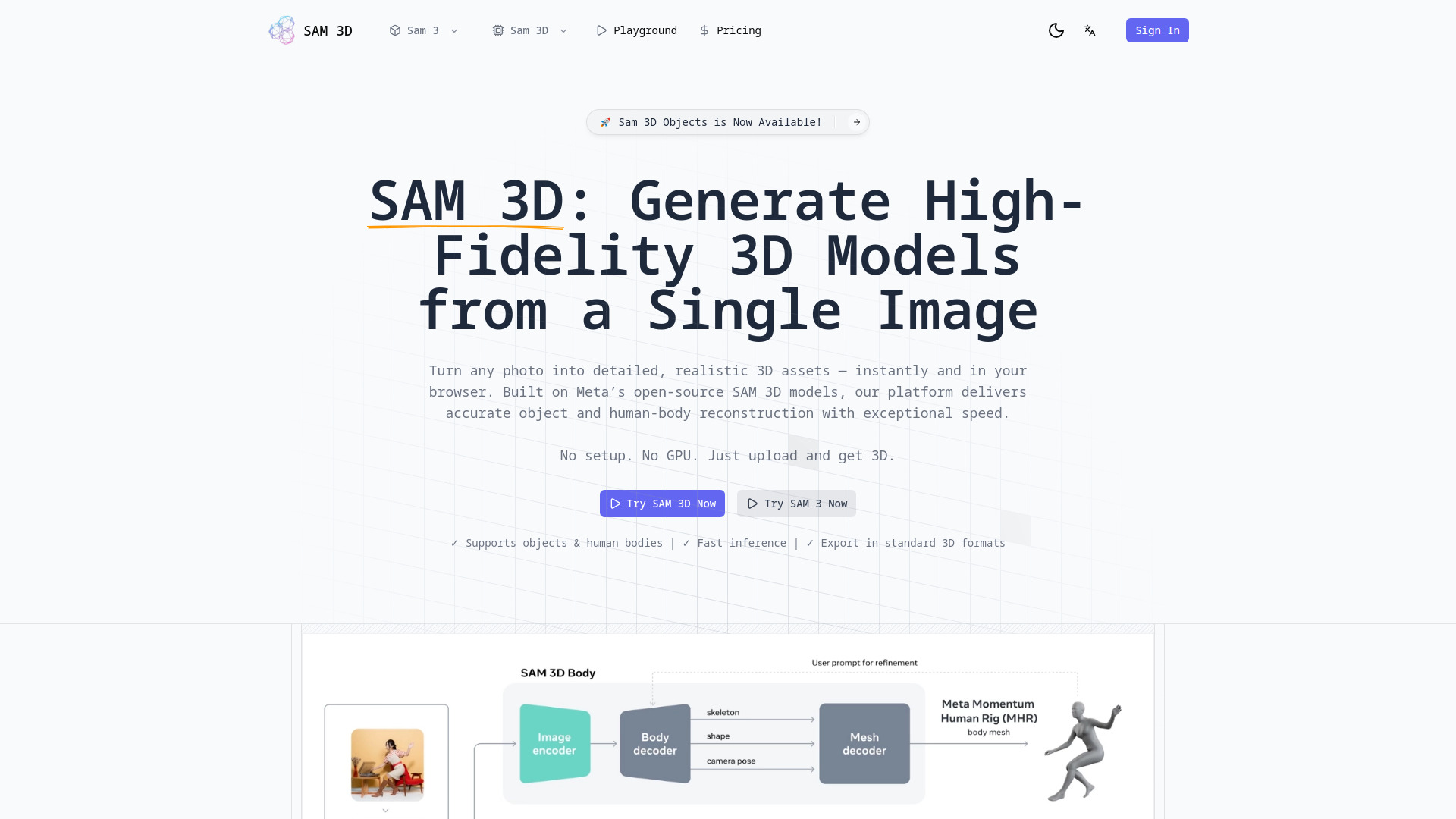 SAM 3D – Image to 3D Online