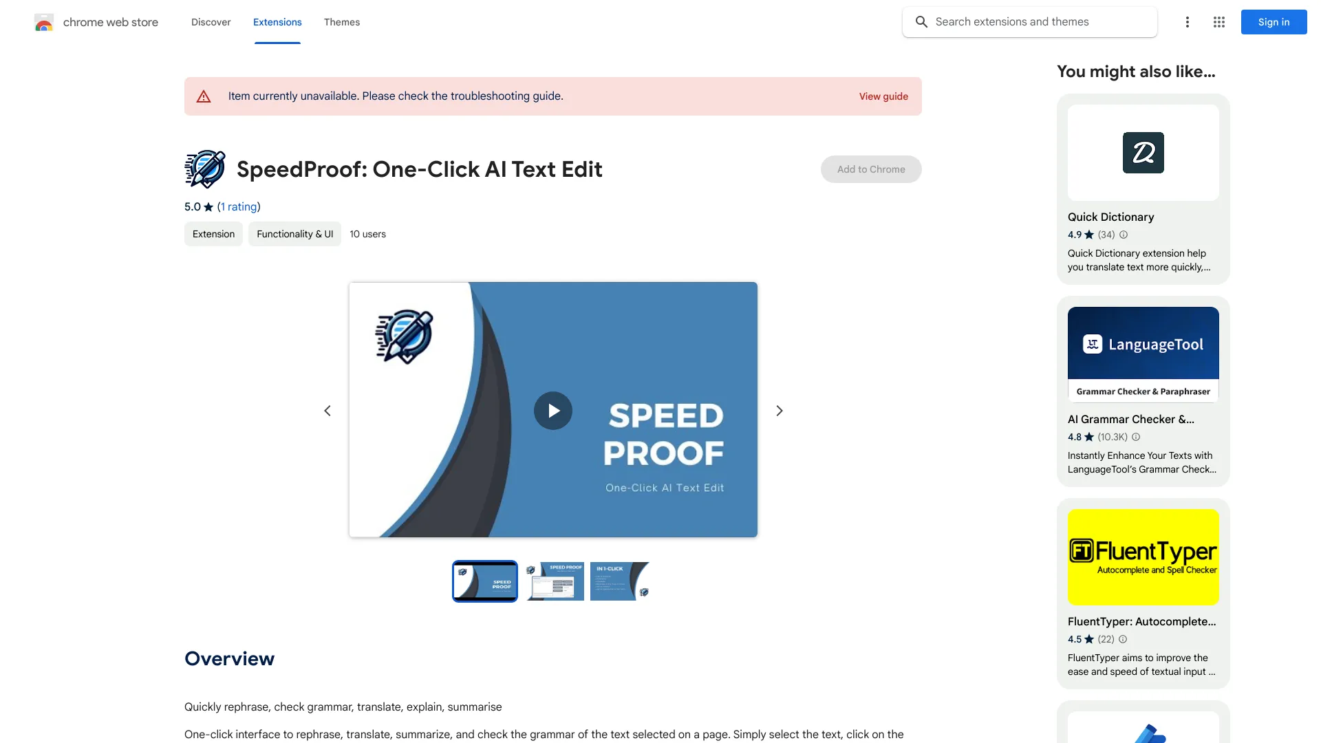 SpeedProof: One-Click AI Text Edit