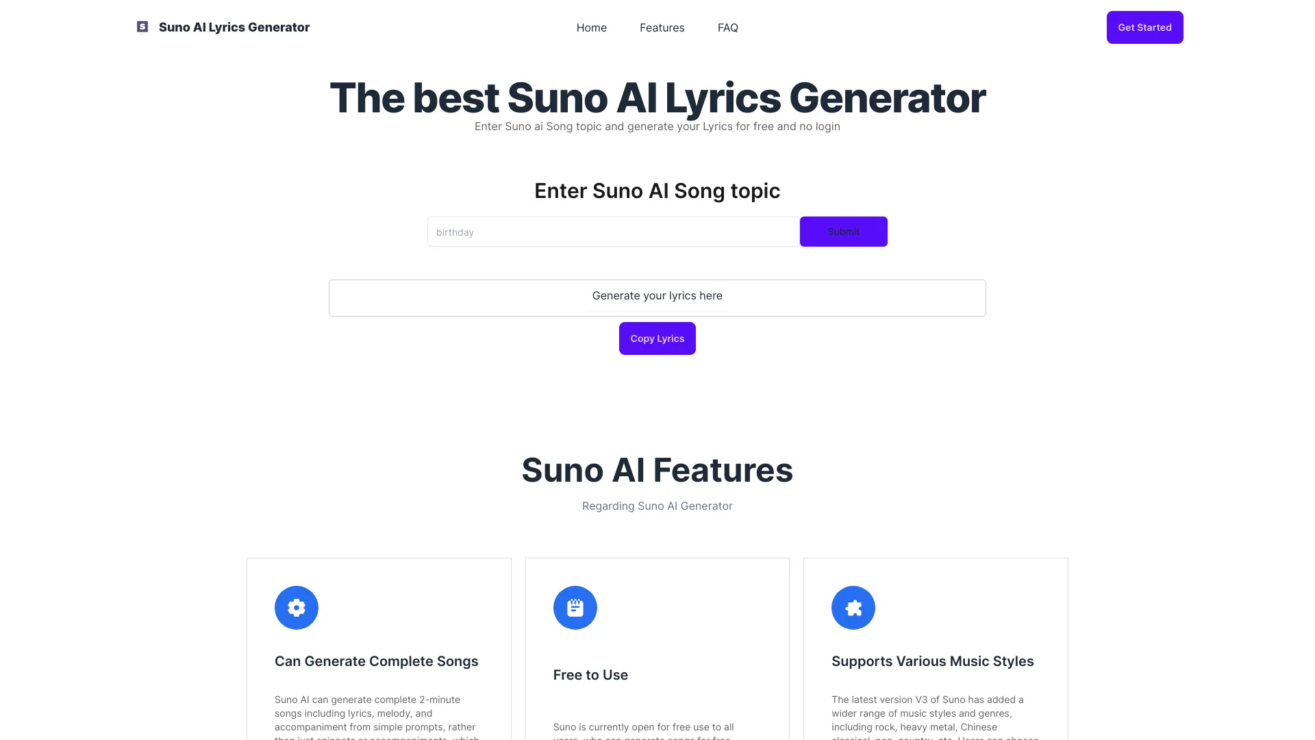 The best Suno AI Lyrics Generator