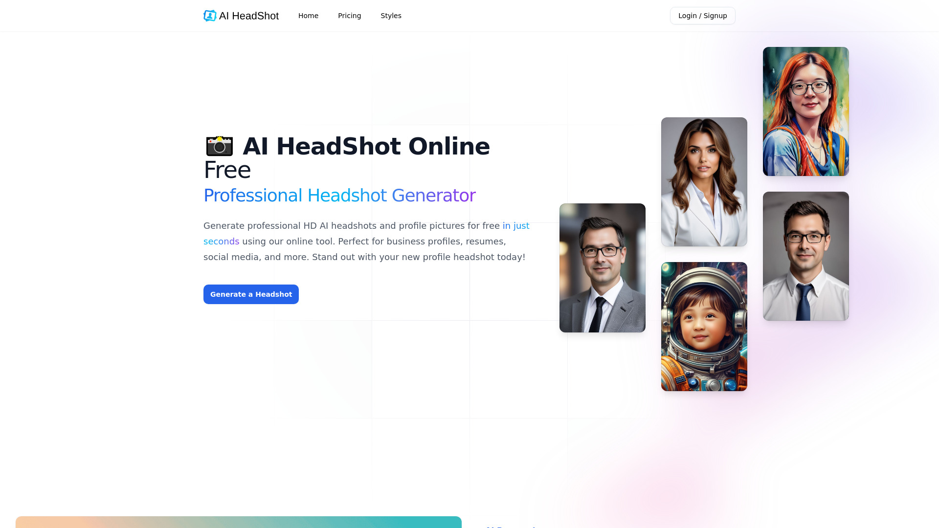 O gerador mais rápido:AI-HeadShot.online