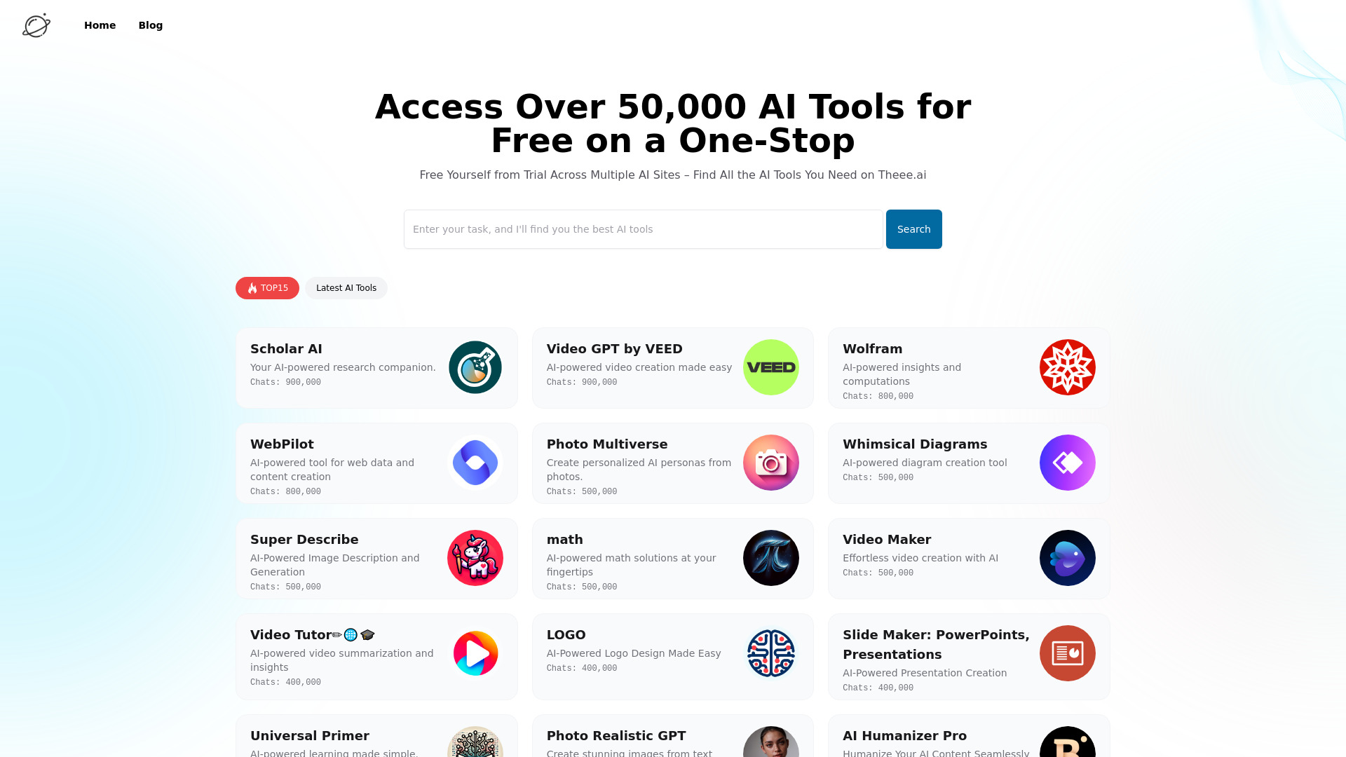 Theee.ai: Access Over 50,000 GPTs Tools Powered by GPT4o for Free