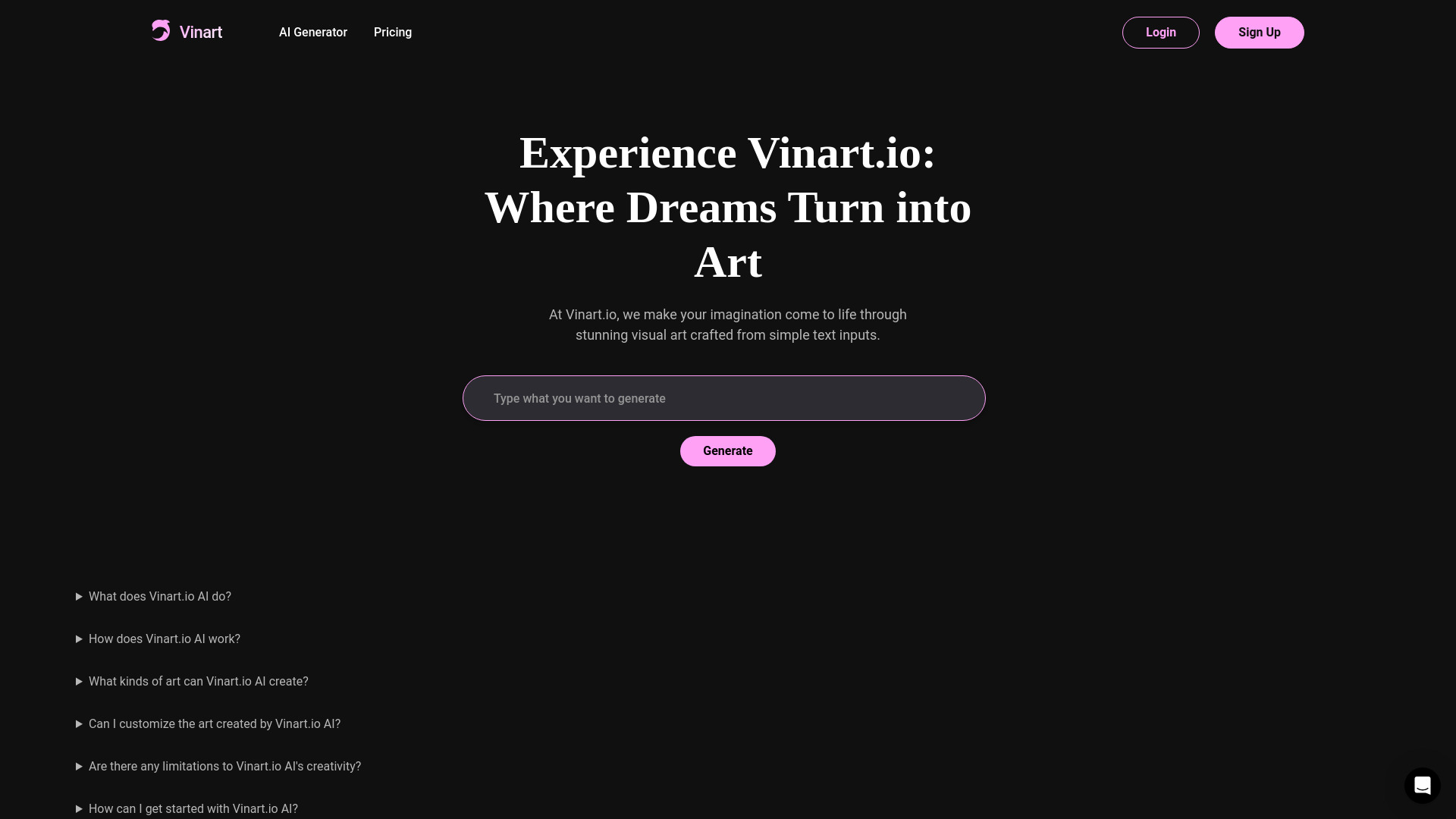 Vinart.io: Gerador de imagens de IA