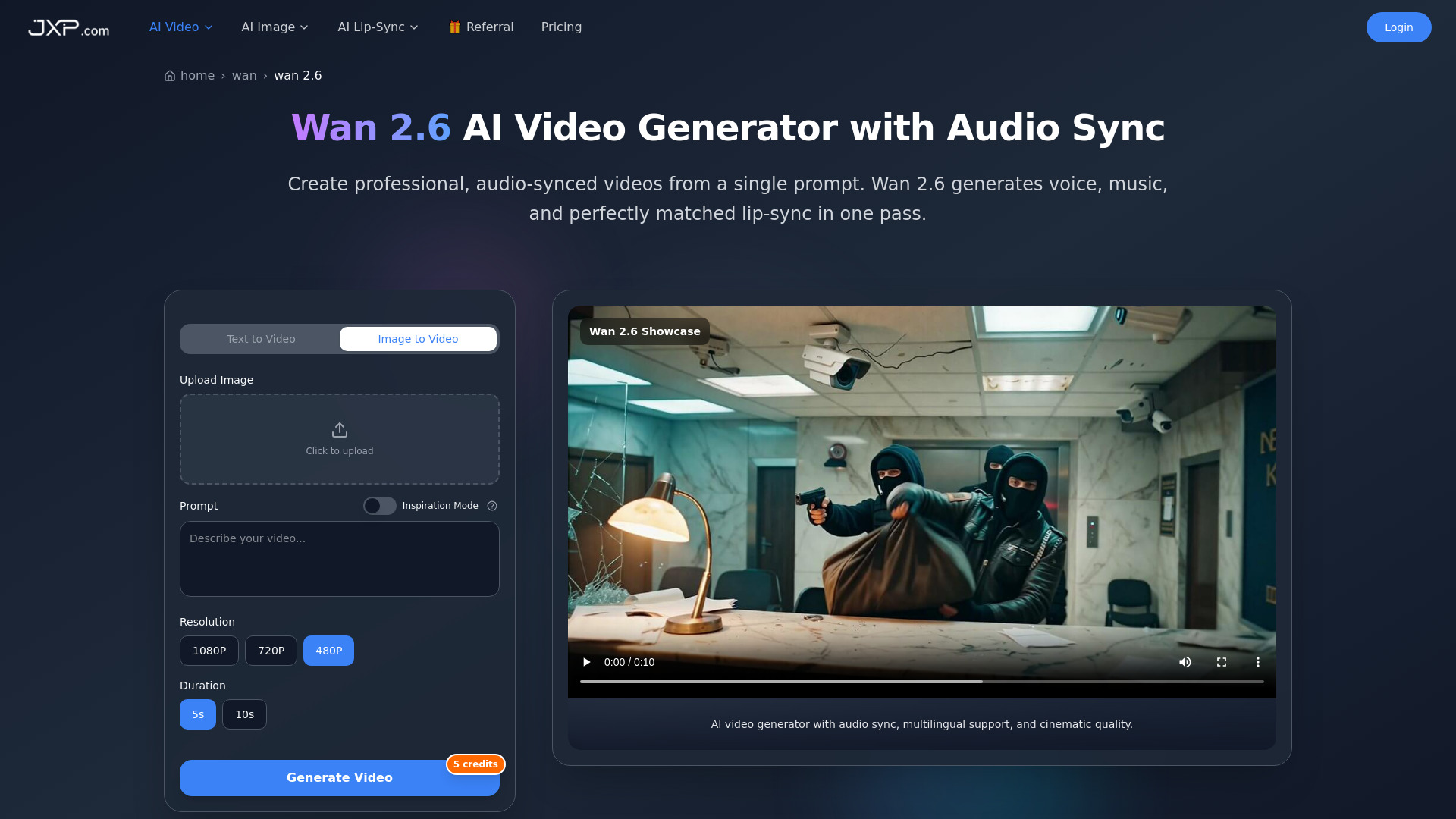 Wan 2.6 AI Video Generator - إنشاء فيديو احترافي | جي اكس بي