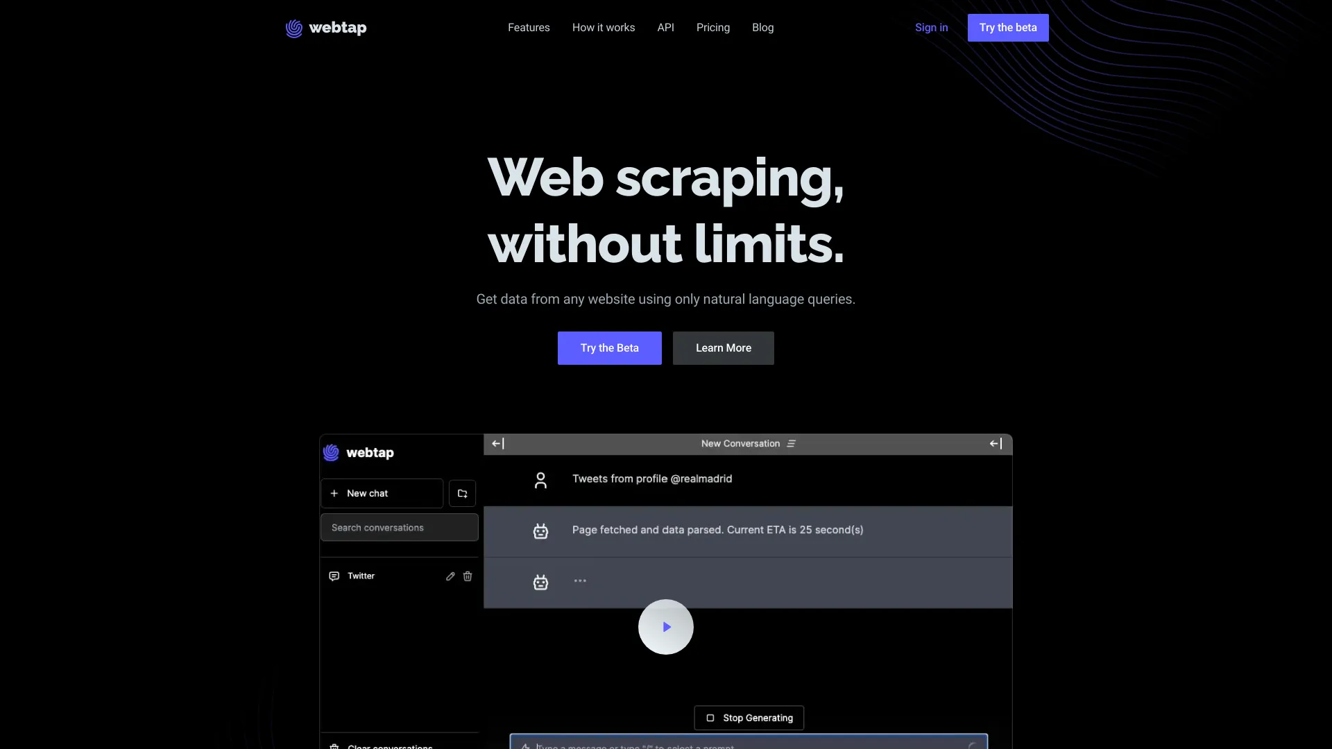 Webtap: raspador web con IA