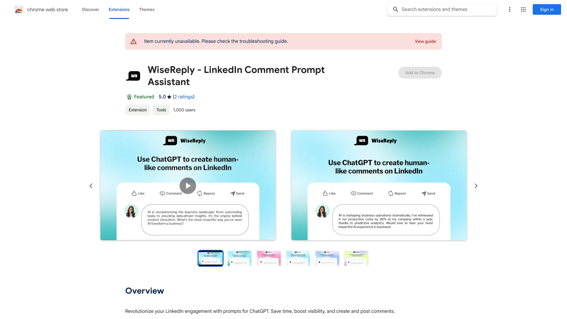WiseReply - LinkedIn Comment Prompt Assistant