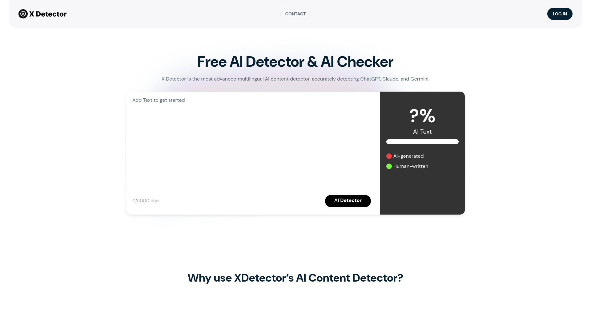 Detector X | Detector de contenido de IA