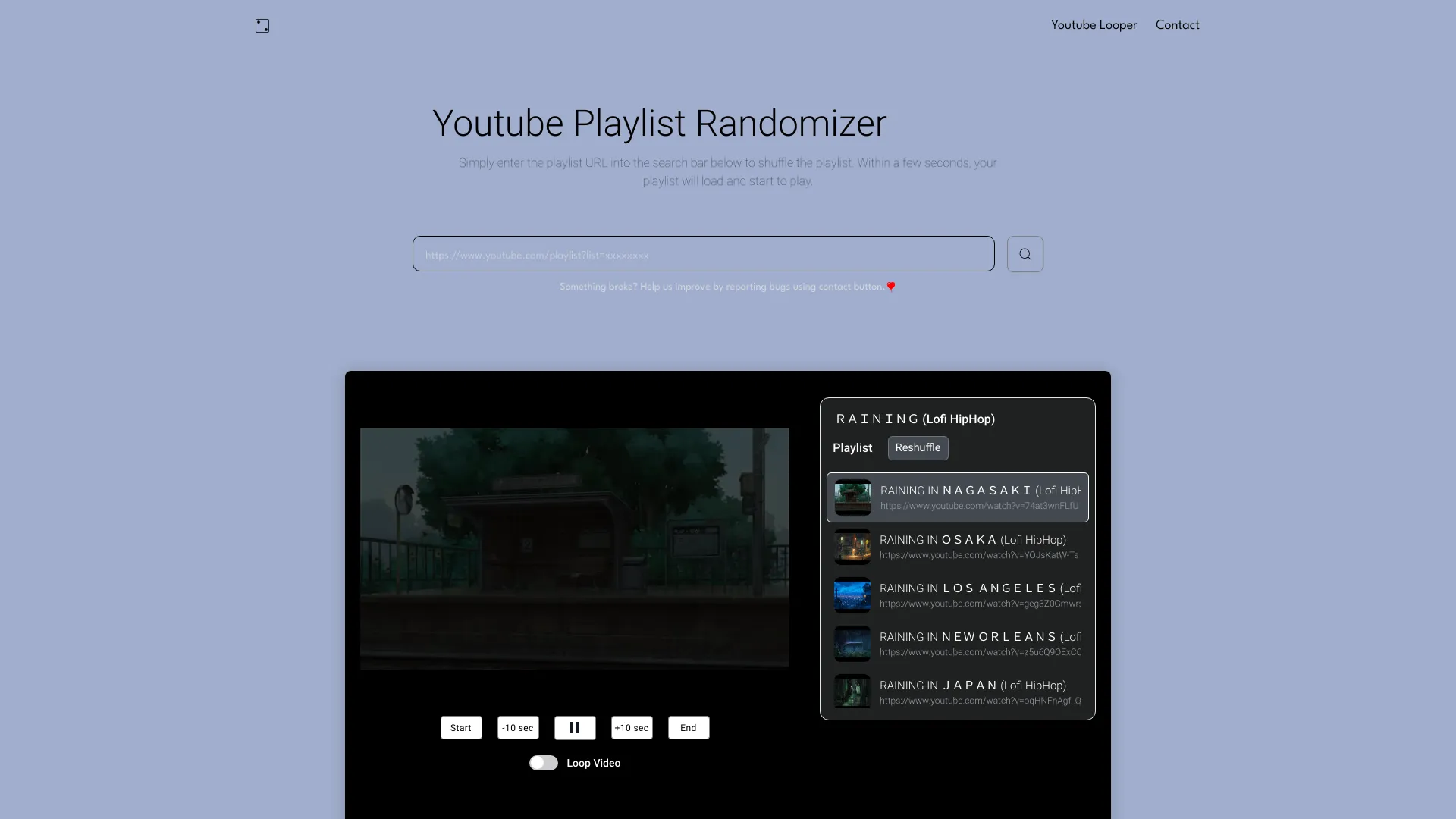 Randomiseur de playlist Youtube