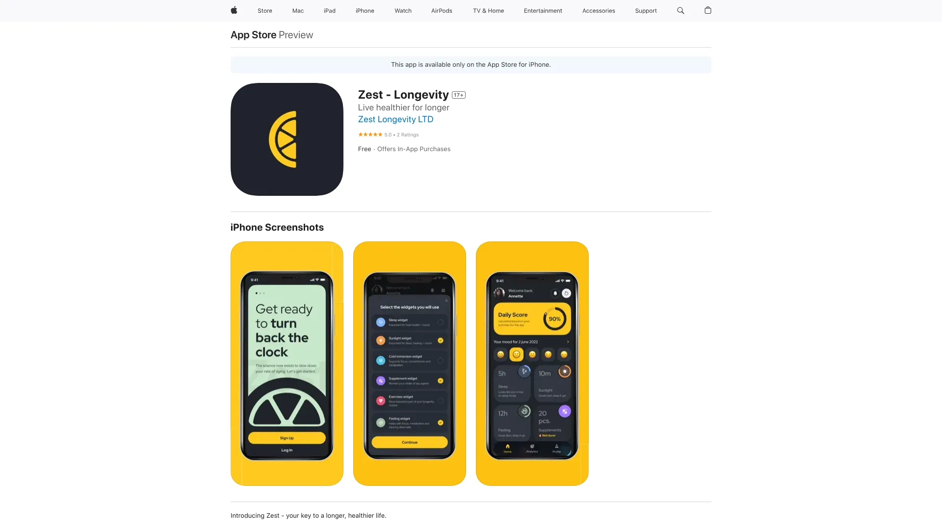 Zest – Langlebigkeits-App