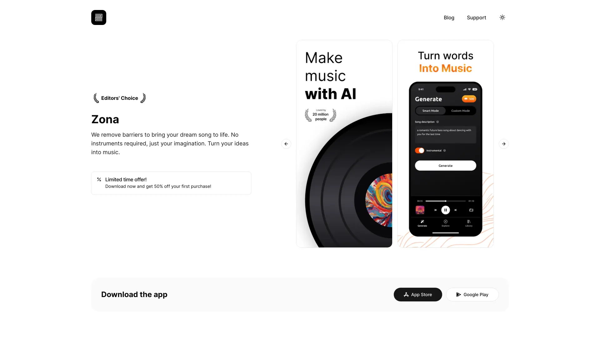 Zona – KI-Song- und Musikgenerator-App