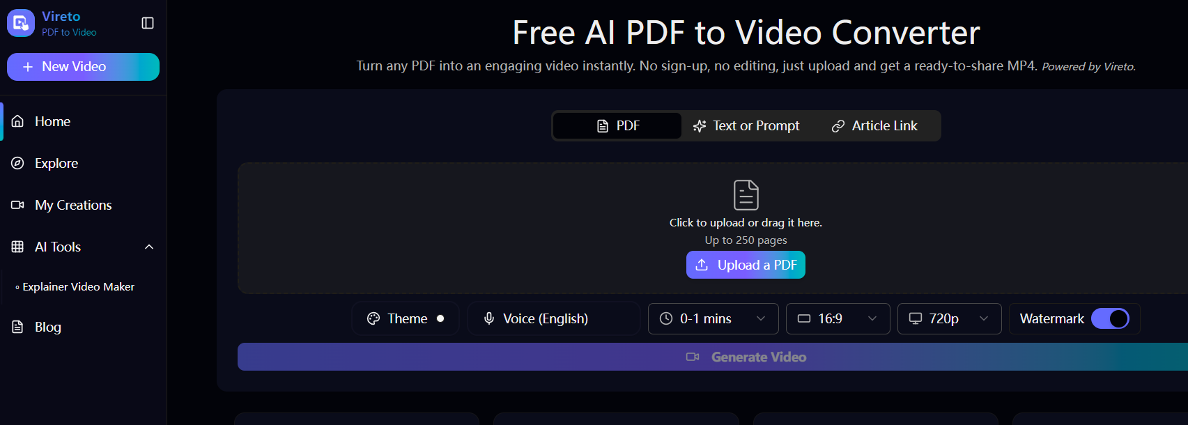 Générateur gratuit de PDF en vidéo
