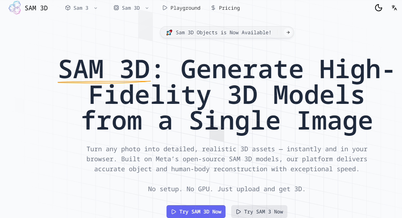 SAM 3D: 高品質の画像をオンラインで 3D に変換