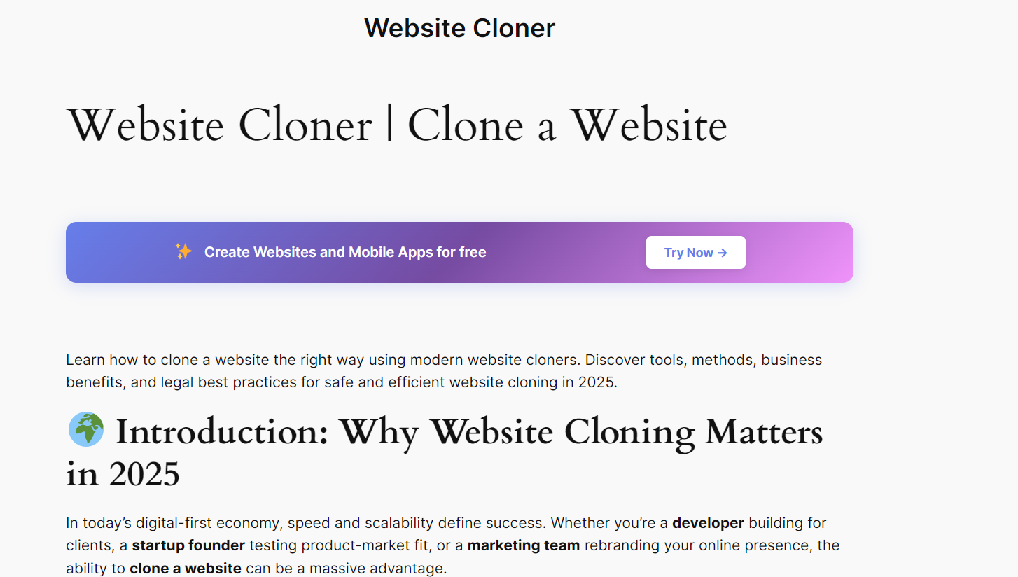 वेबसाइट क्लोनर - किसी भी वेबसाइट को निःशुल्क क्लोन करें