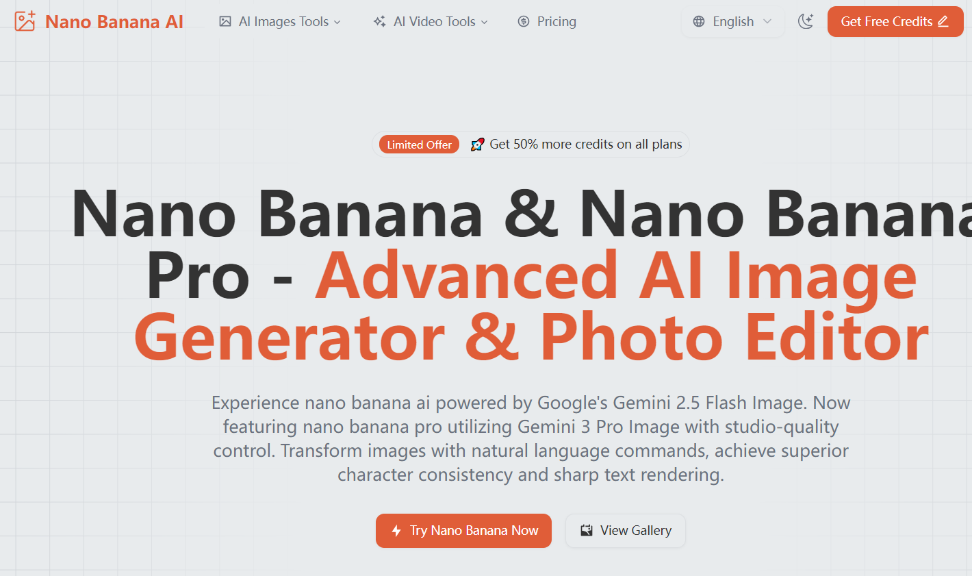 Nano Banana & Nano Banana Pro - Advanced AI Image Generator & Photo Editor