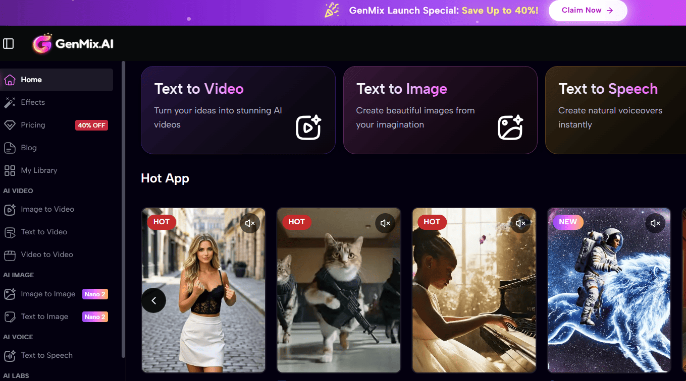 GenMix AI - Gerador de imagem e vídeo AI multimodelo
