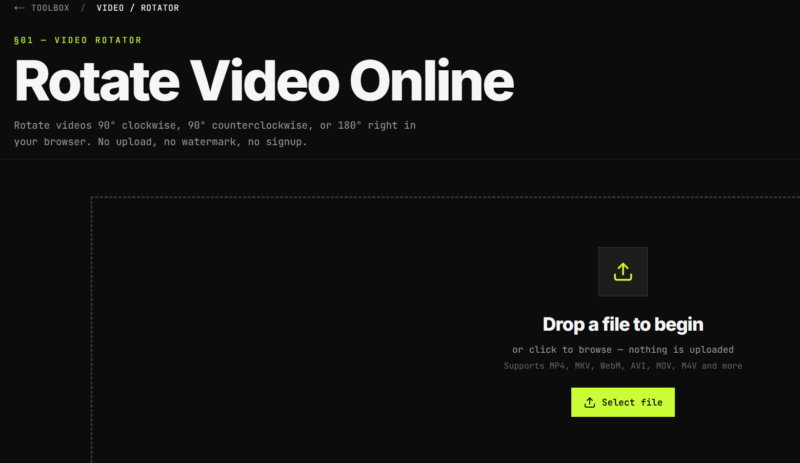 AI Toolbox Rotate Video Online