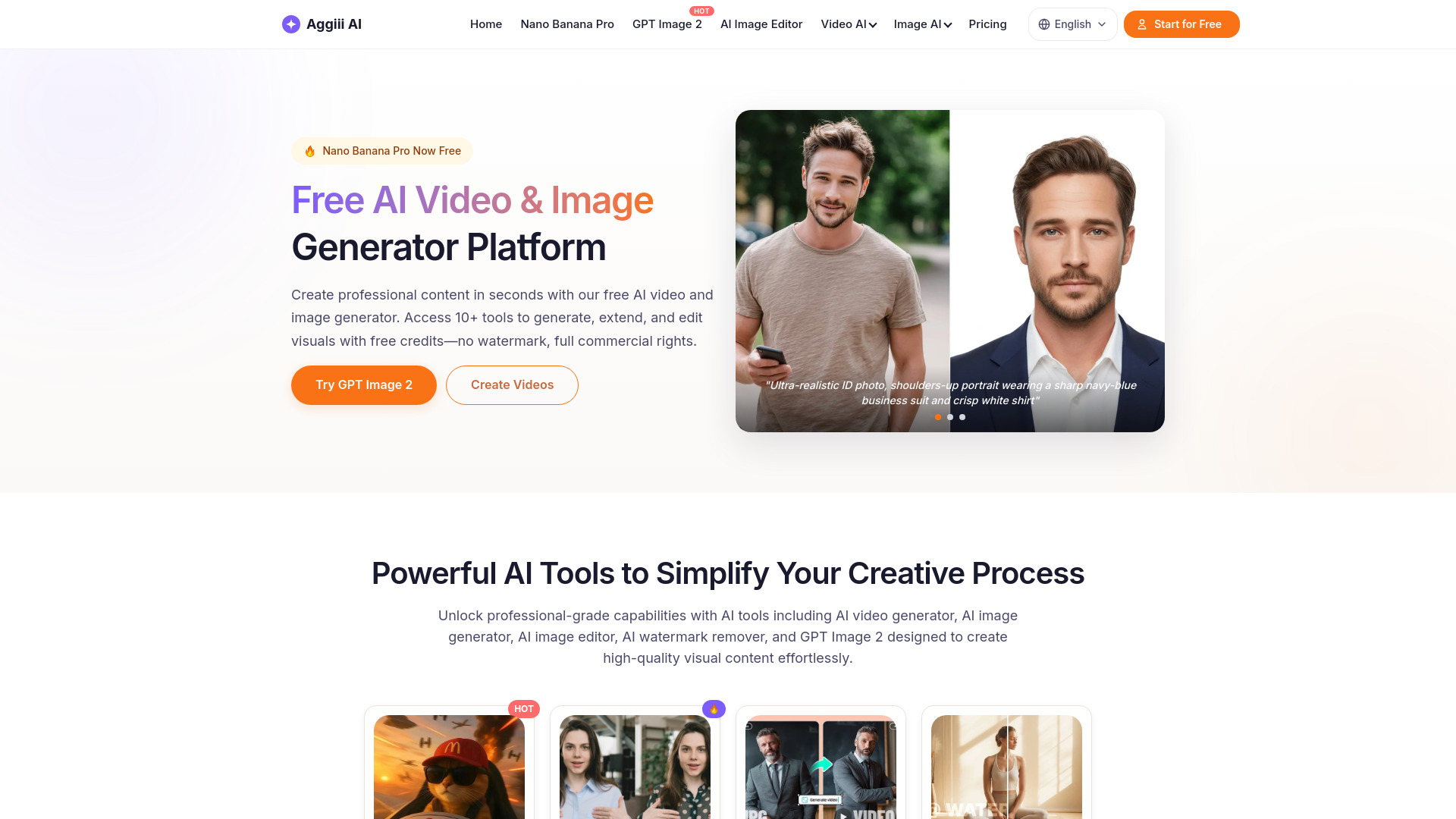 Aggiii AI — универсальная платформа для создания видео и изображений с использованием искусственного интеллекта