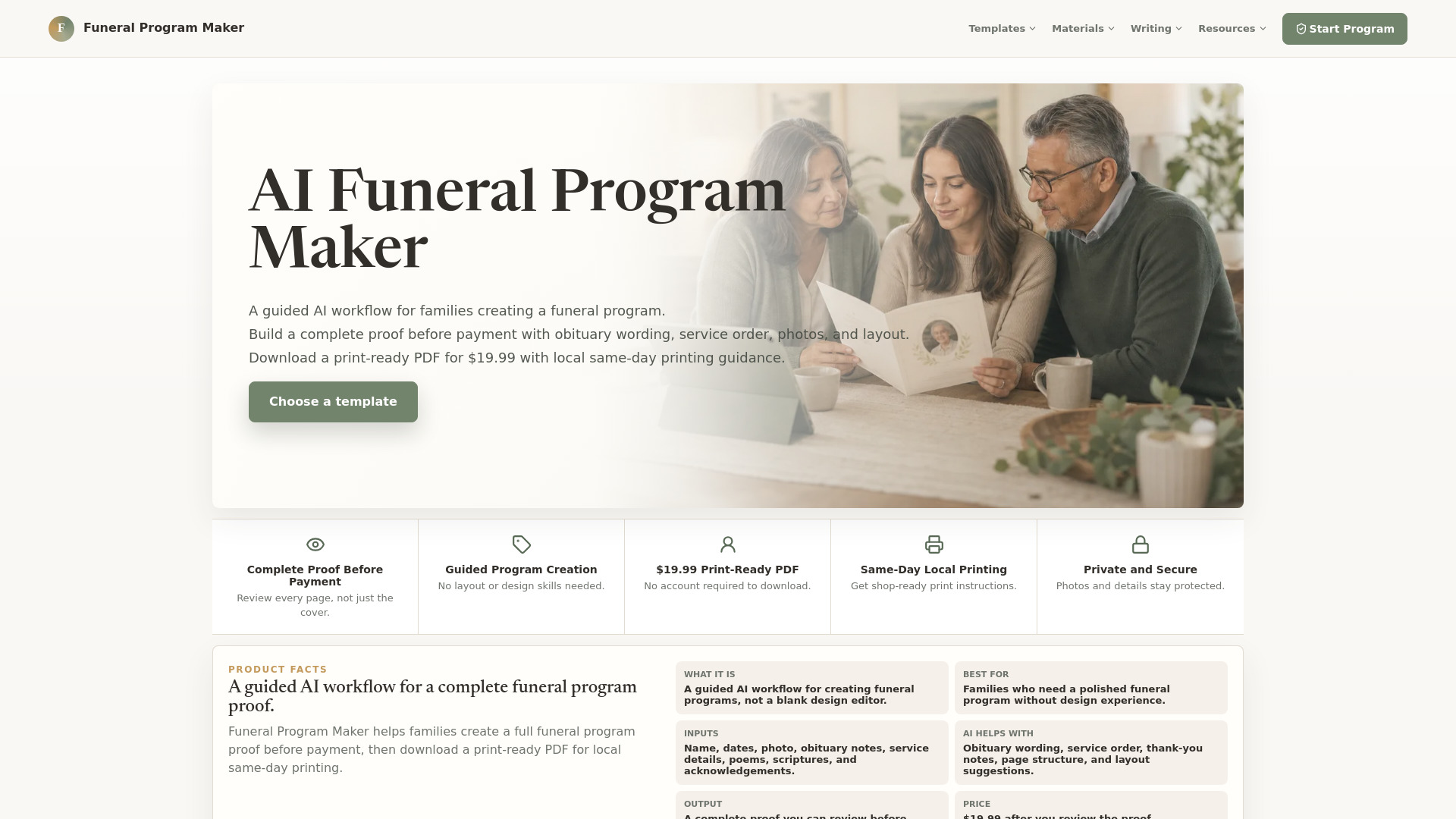 AI Funeral Program Maker