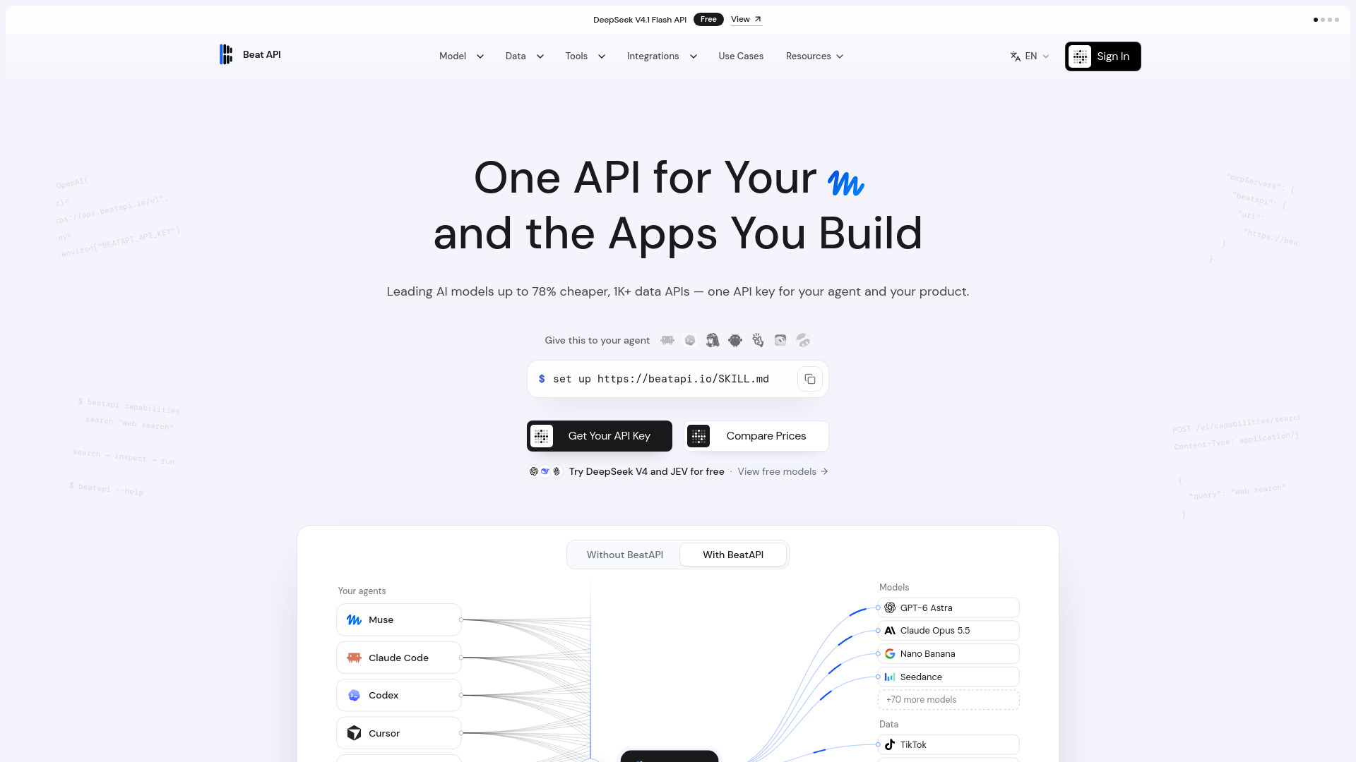 BeatAPI - AI Model, Data & Web APIs for Agents