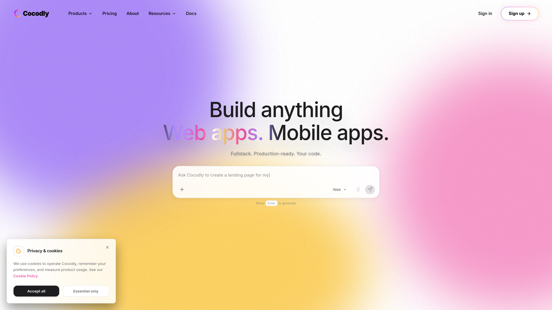 Cocodly: إنشاء التطبيقات ومواقع الويب باستخدام الذكاء الاصطناعي