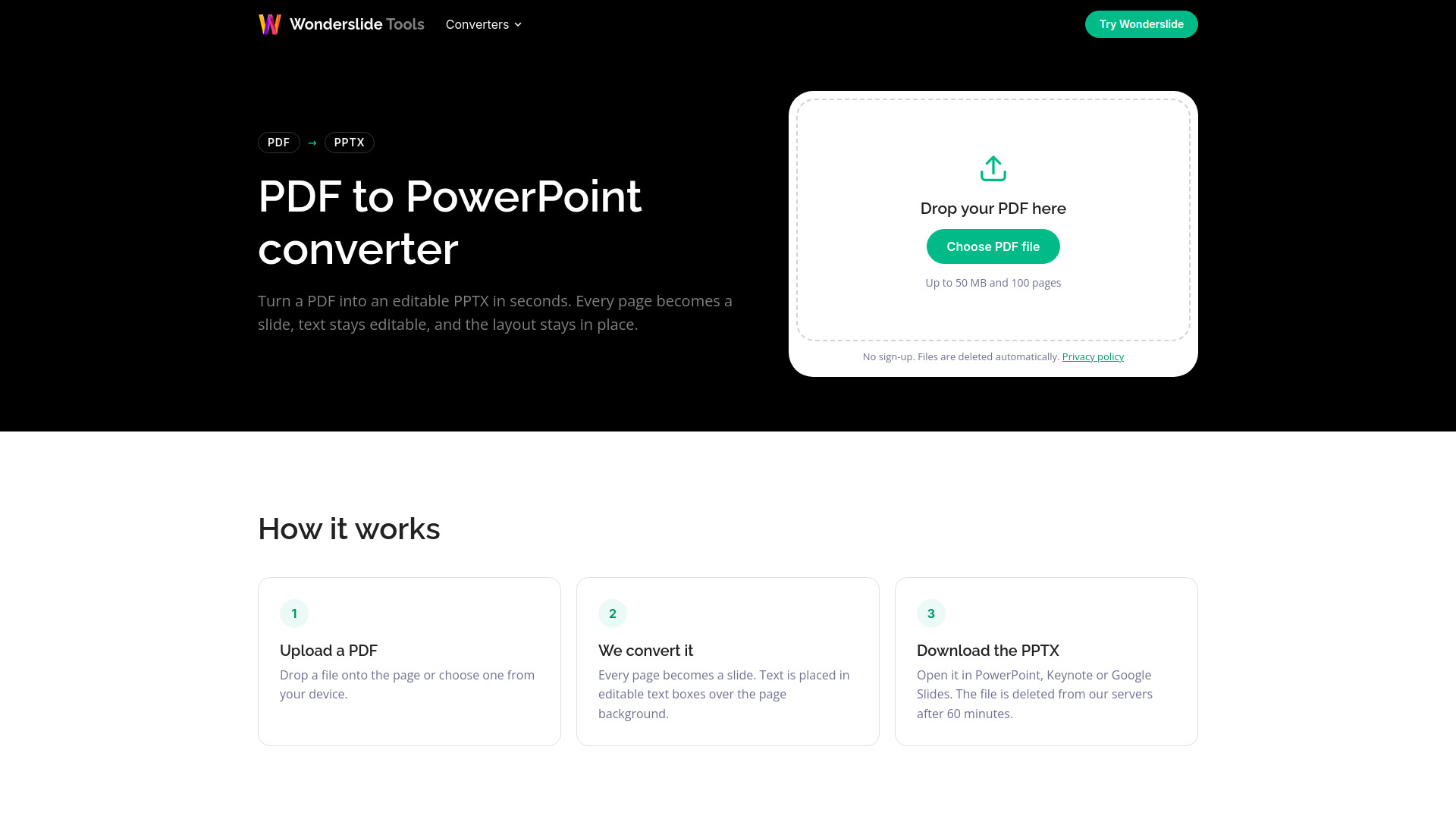 Free PDF to PPTX Converter by Wonderslide