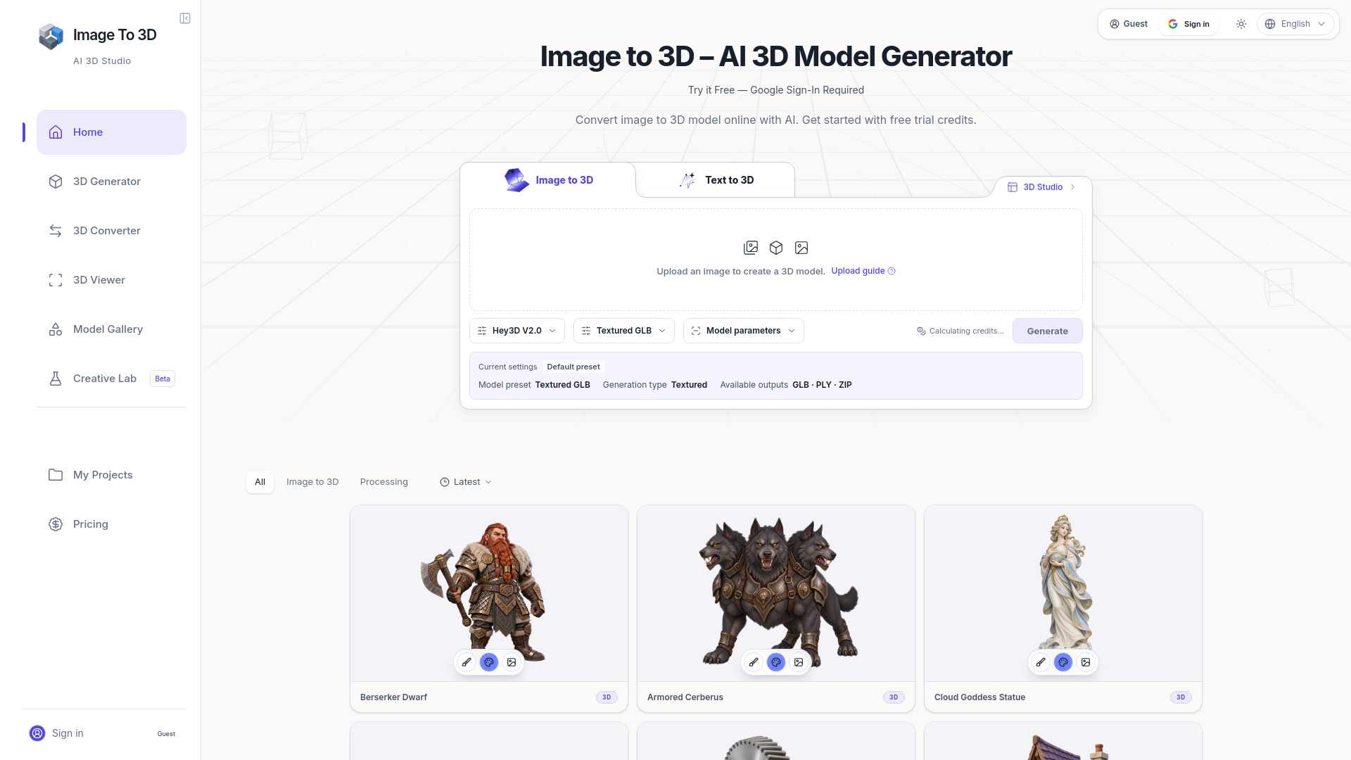 Image to 3D - studio