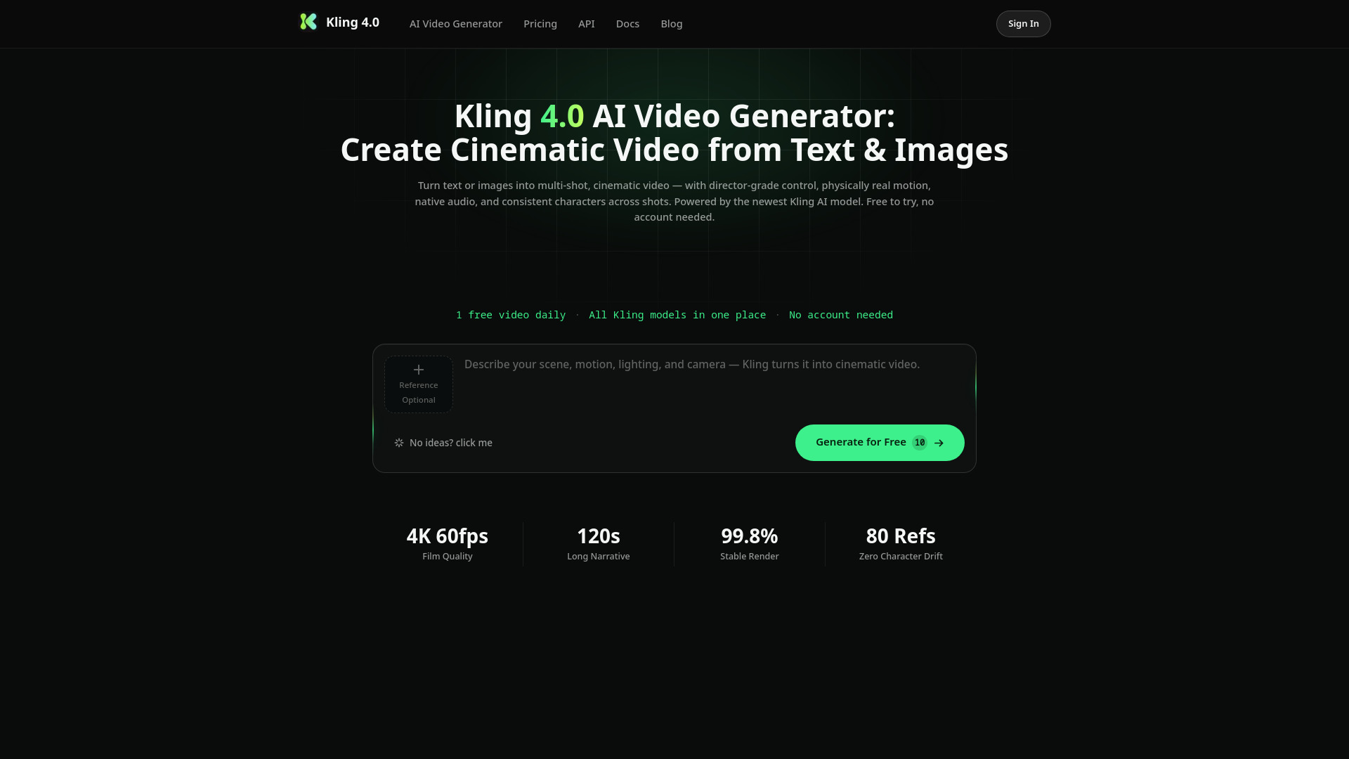Gerador de vídeo AI Kling 4.0