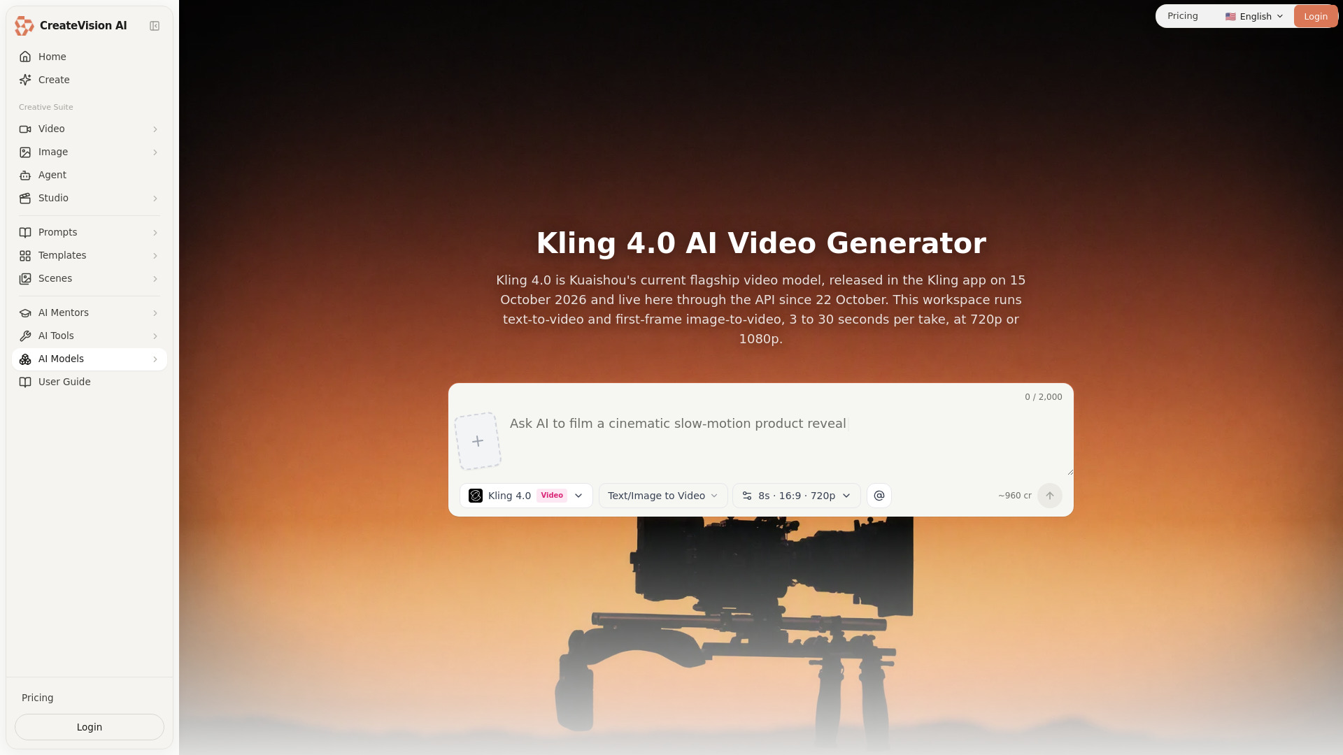 Kling 4.0 en ligne par CreateVision AI