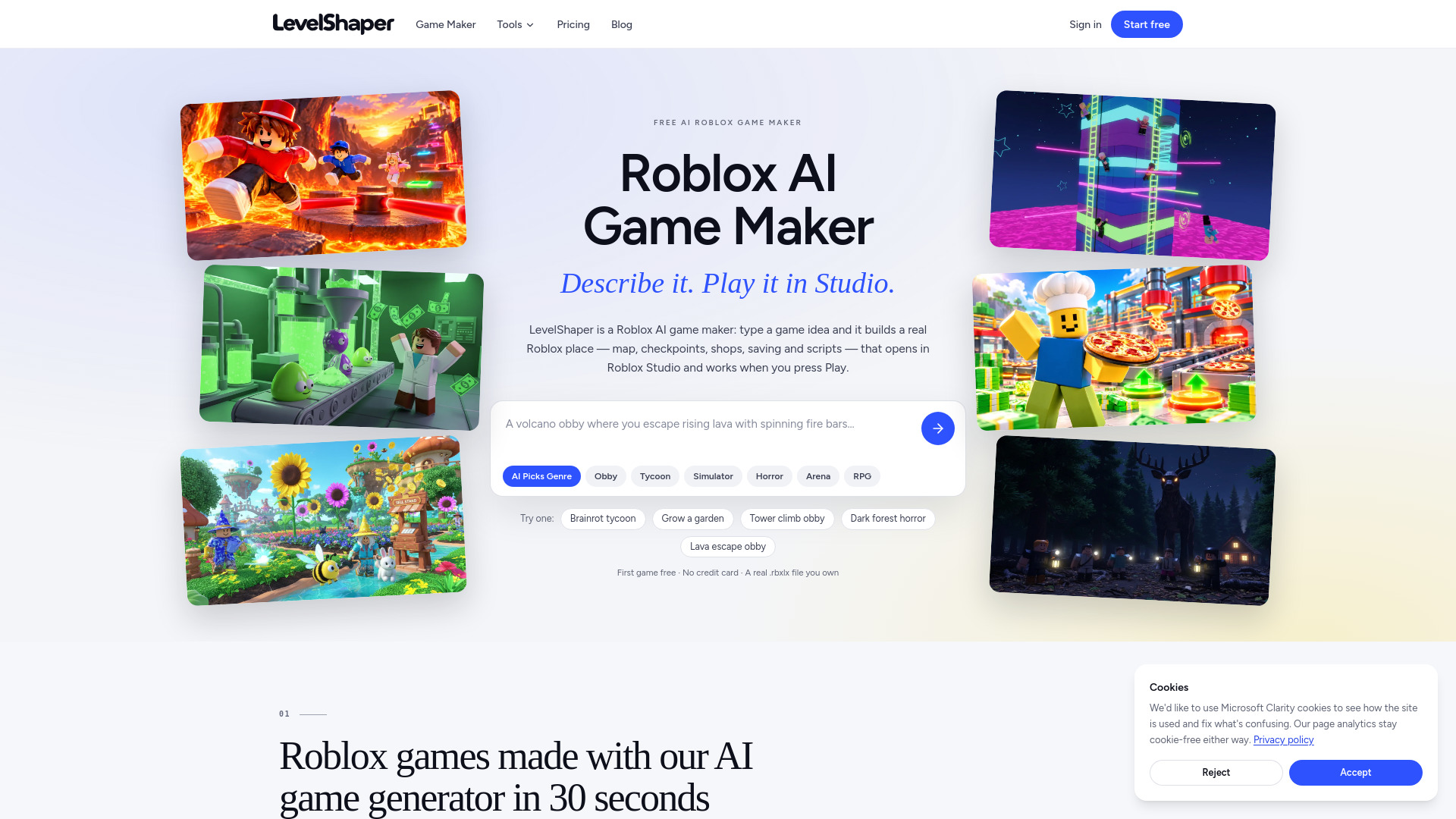 LevelShaper — Créateur de jeux Roblox AI