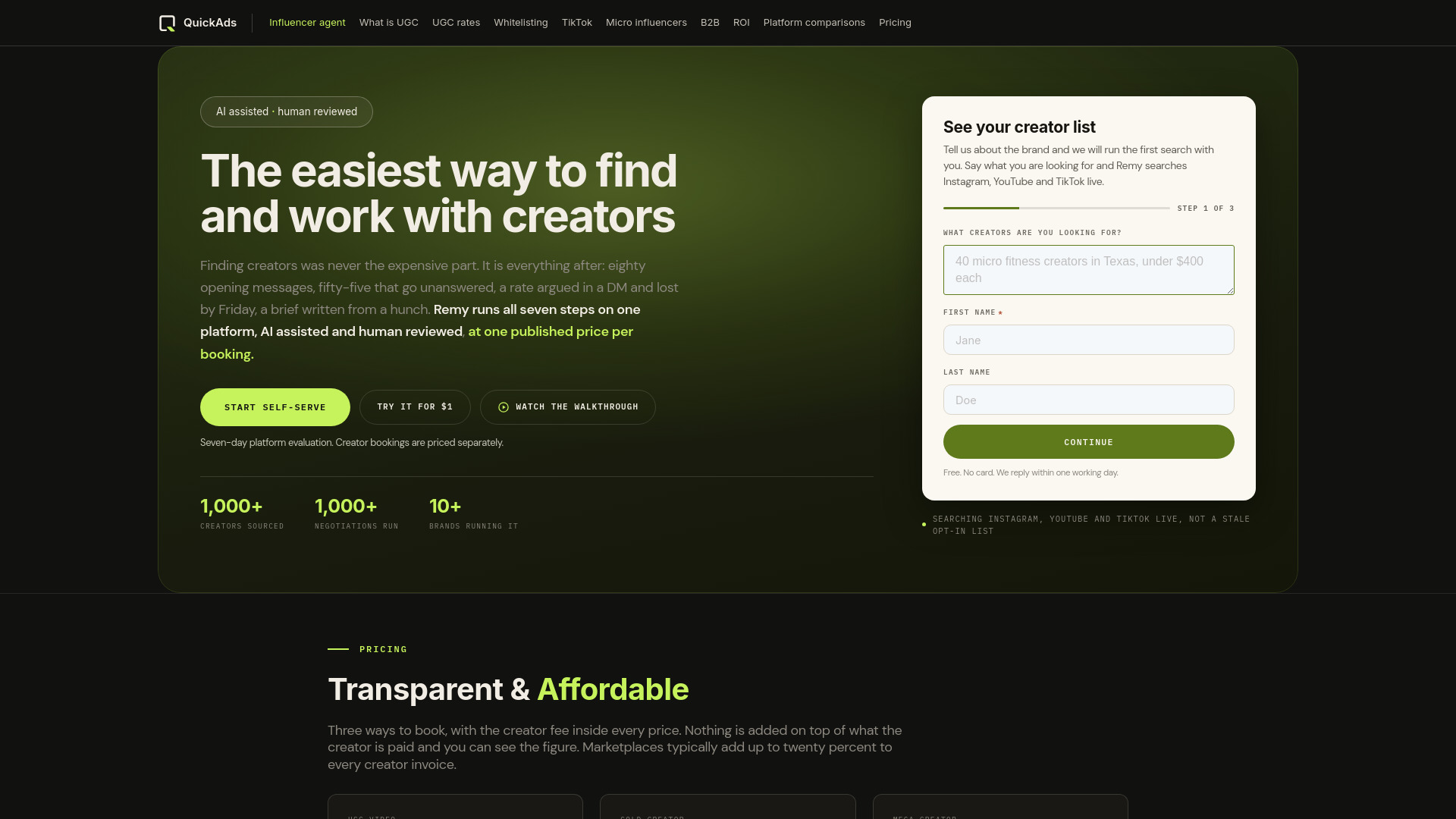 QuickAds Influencer Agent