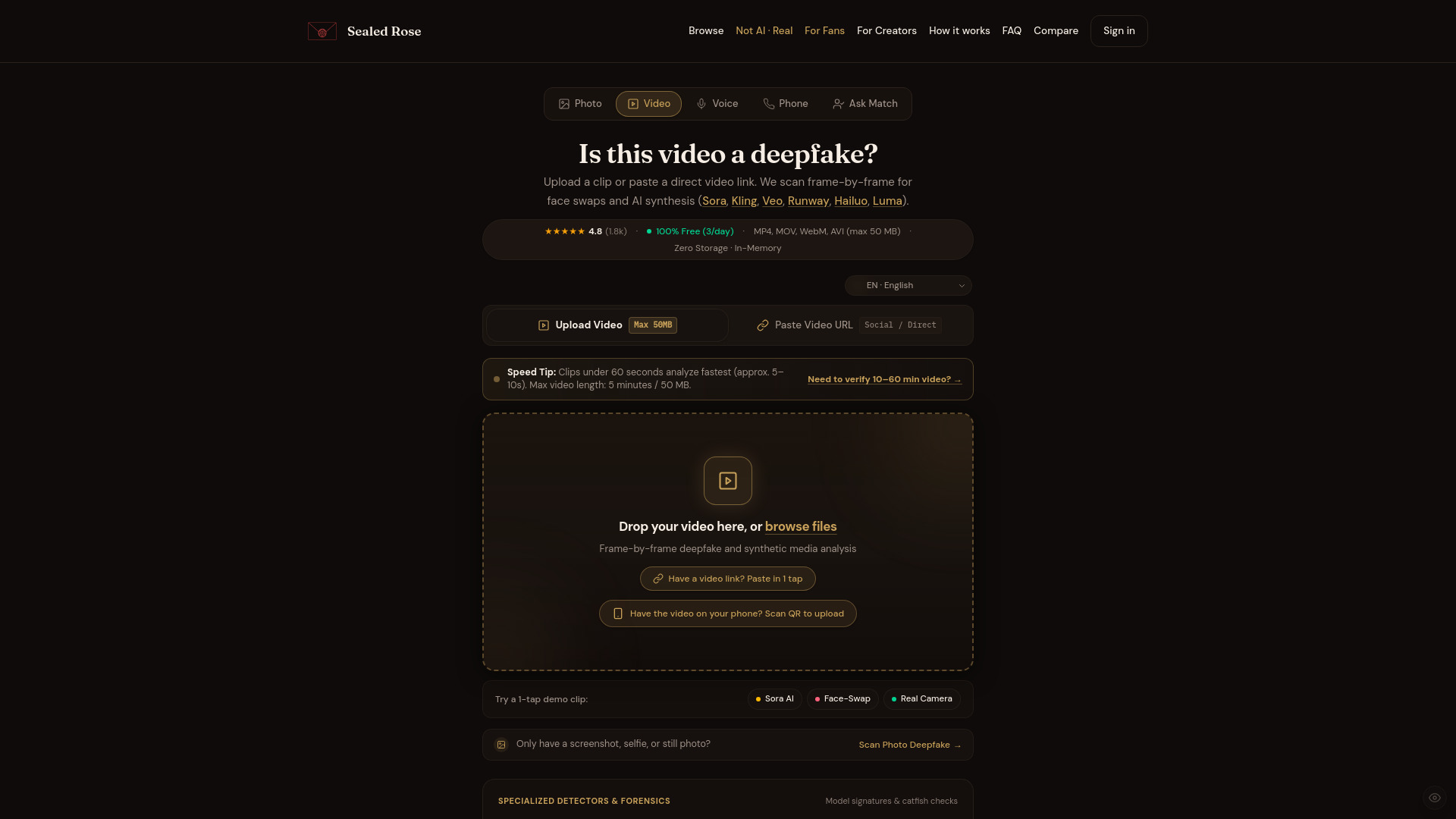 Sealed Rose AI Deepfake Detector