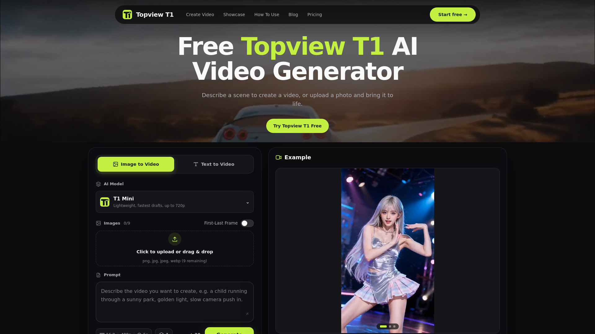 Topview T1 – Text zu Video & Bild zu Video Online