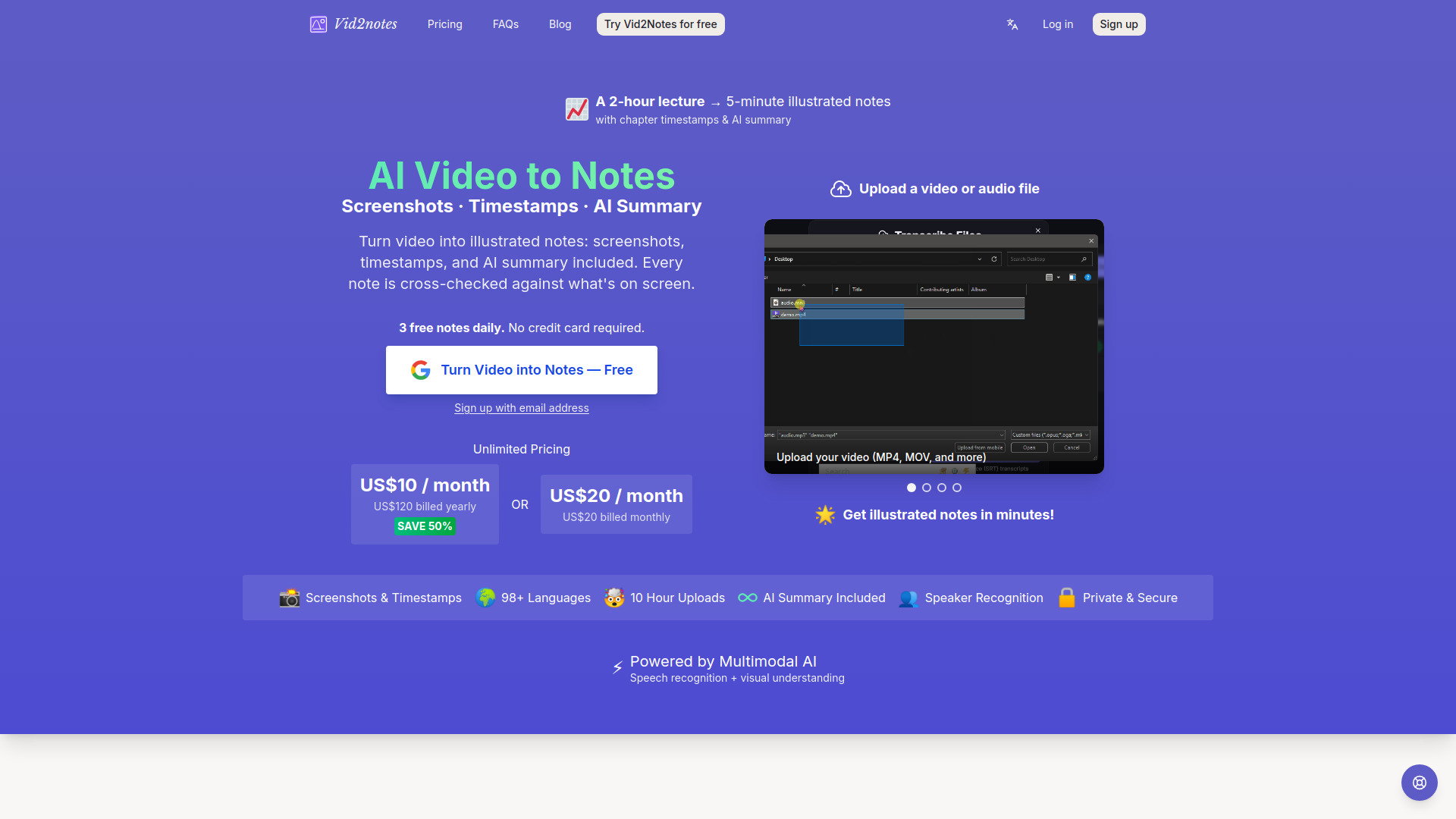 Video to notes