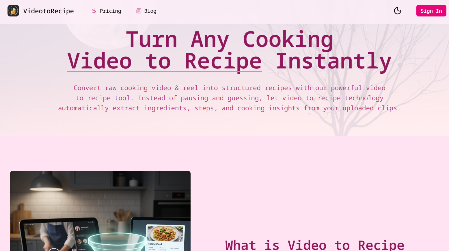 Video to recipe
