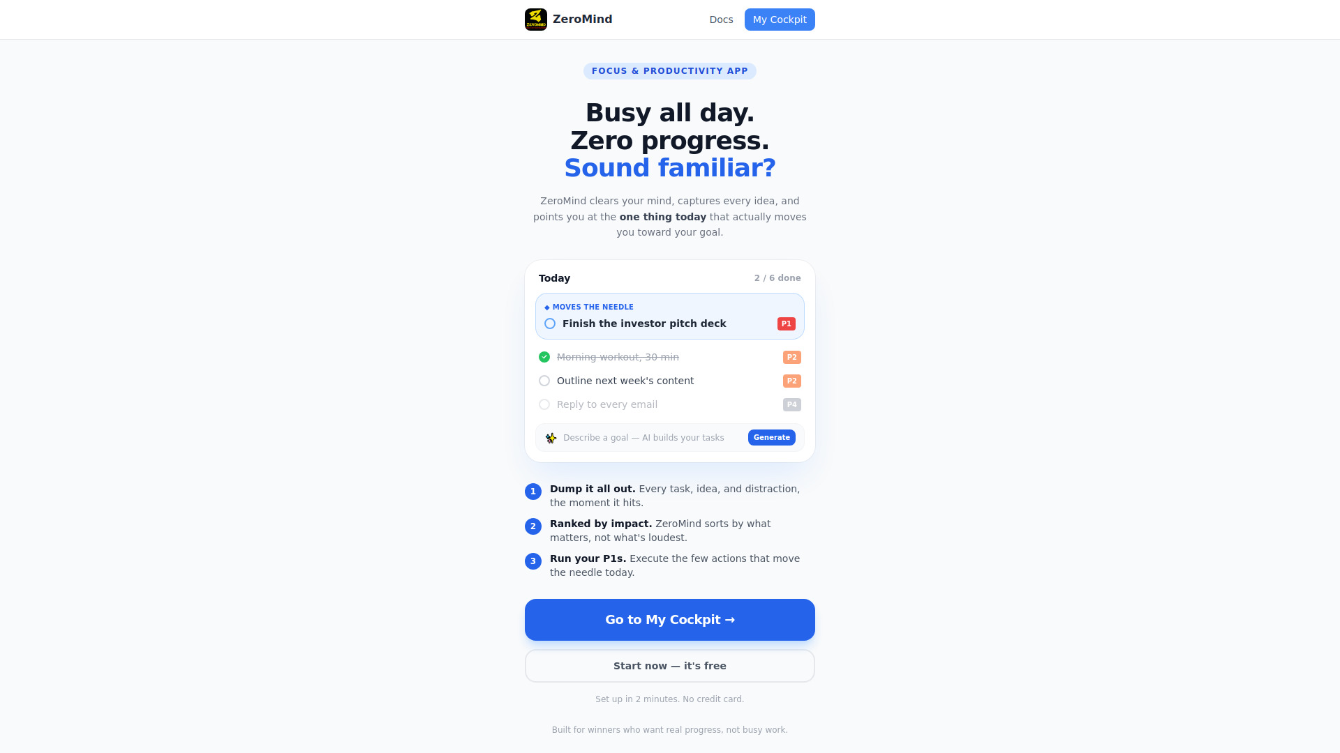 ZEROMIND Productivity & Focus Management